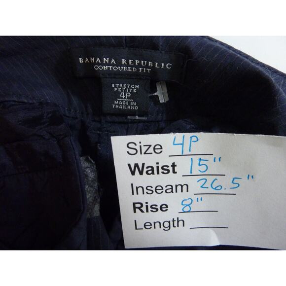 Banana Republic Contoured Fit Navy Blue Pin Stripe Size 4P Pants - Picture 4 of 4